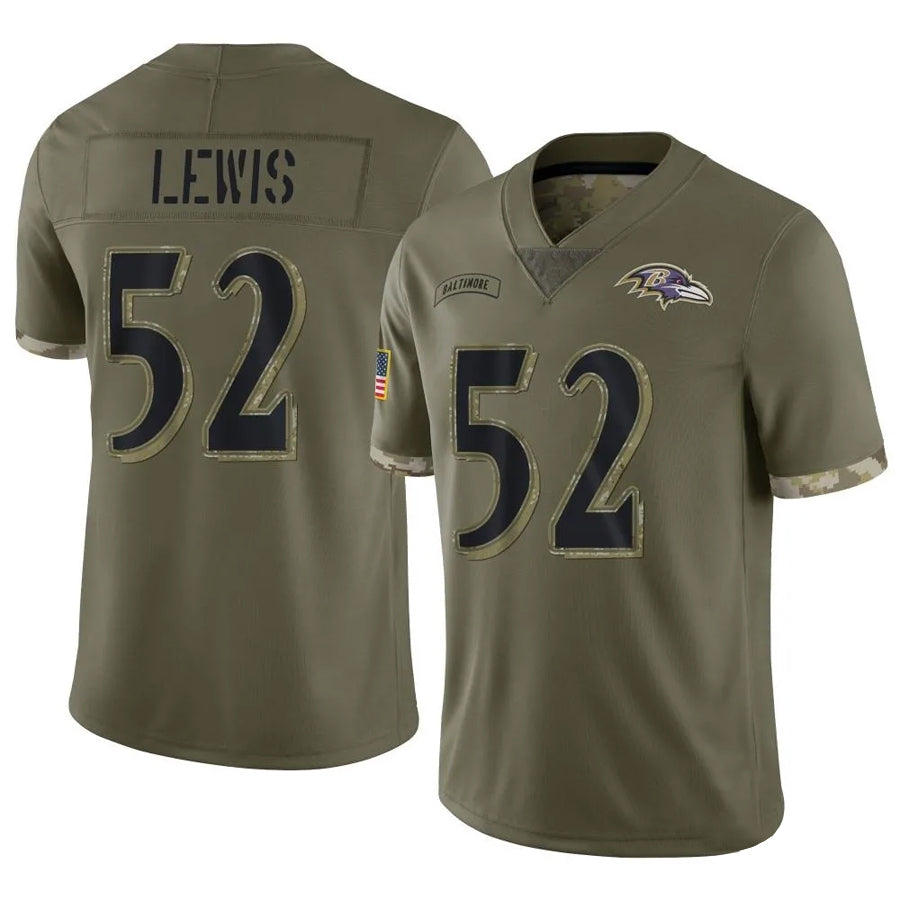 B.Ravens #52 Ray Lewis Player Olive Salute To Service Football Jerseys