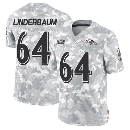 B.Ravens #64 Tyler Linderbaum Player Arctic Camo Salute to Service Limited Football Jerseys