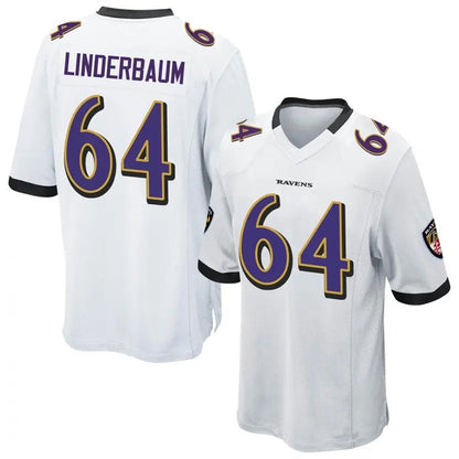 B.Ravens #64 Tyler Linderbaum Player White Game Football Jerseys