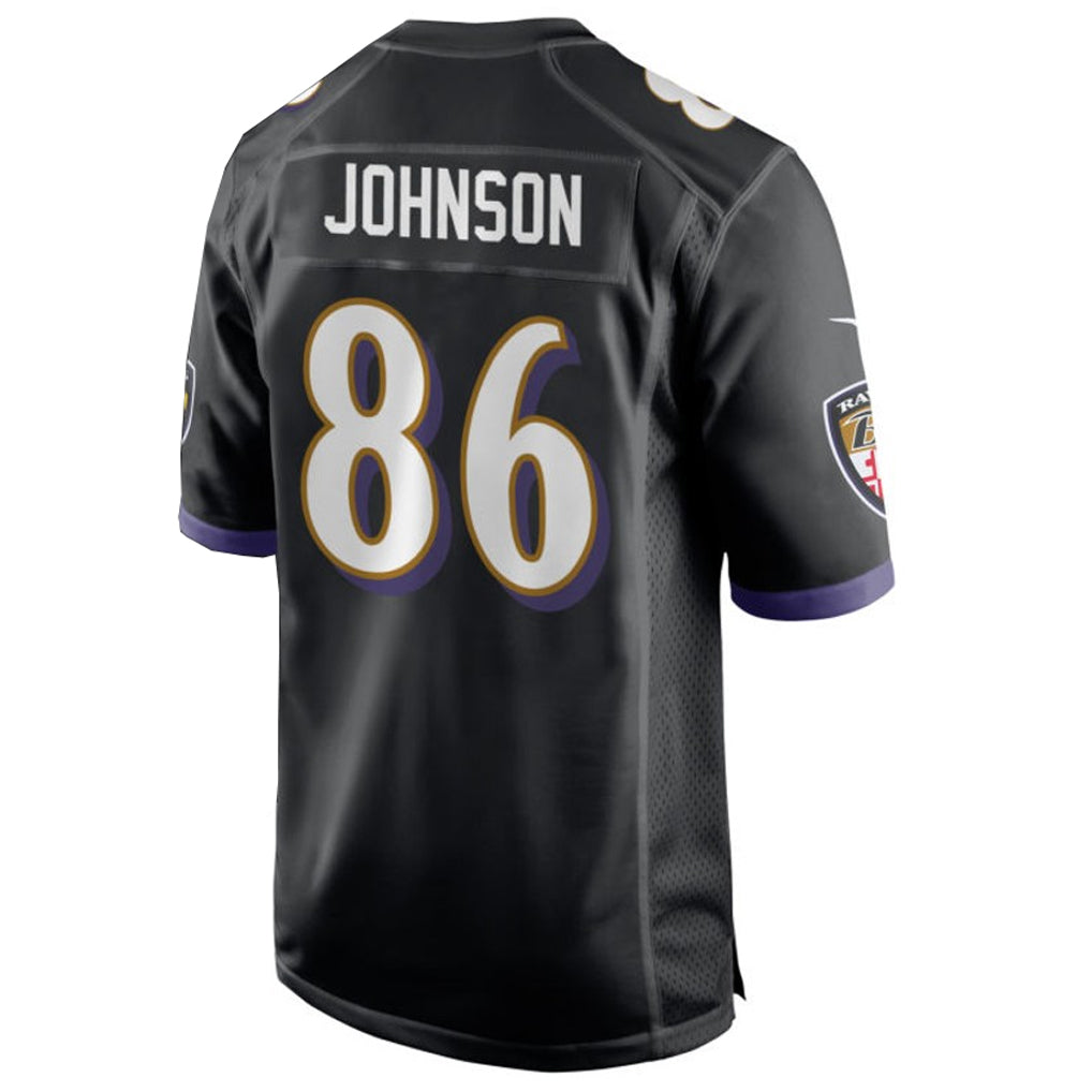 B.Ravens #86 Cornelius Johnson Player Black Home Game Football Jerseys