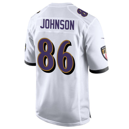 B.Ravens #86 Cornelius Johnson Player White Home Game Football Jerseys