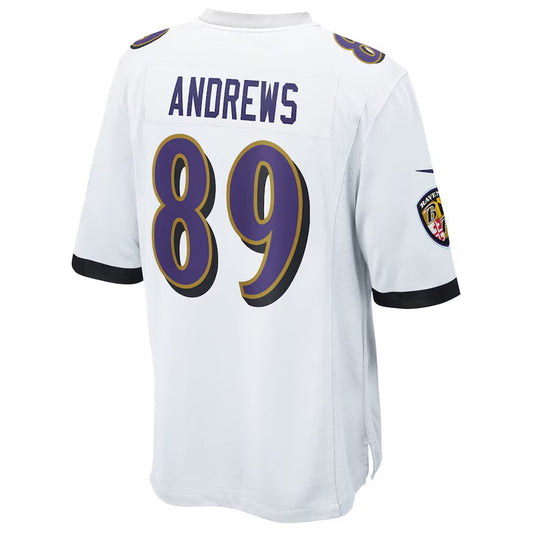B.Ravens #89 Mark Andrews Player White Replica Game Football Jerseys