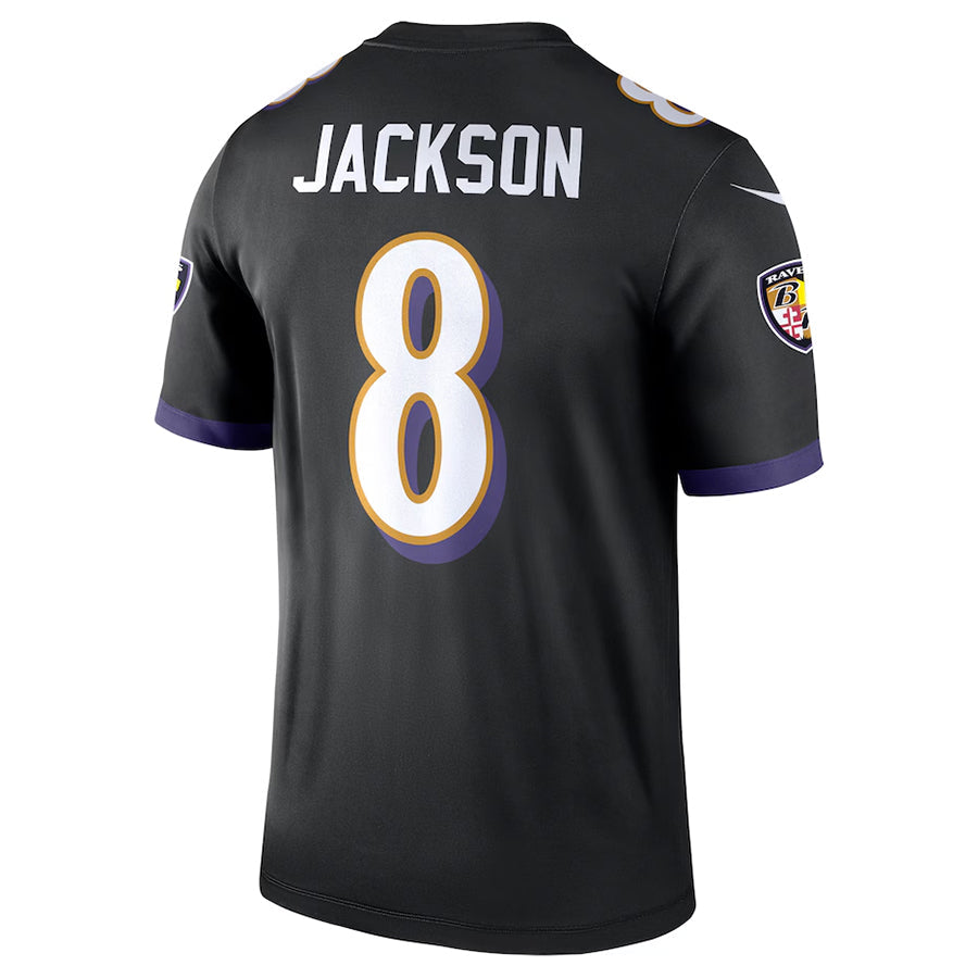 B.Ravens #8 Lamar Jackson Player Black Legend Performance Football Jerseys