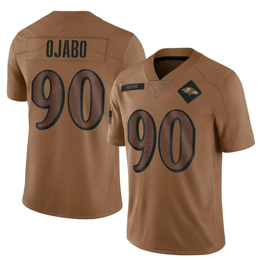 B.Ravens #90 David Ojabo Player Brown Salute To Service Limited Football Jerseys