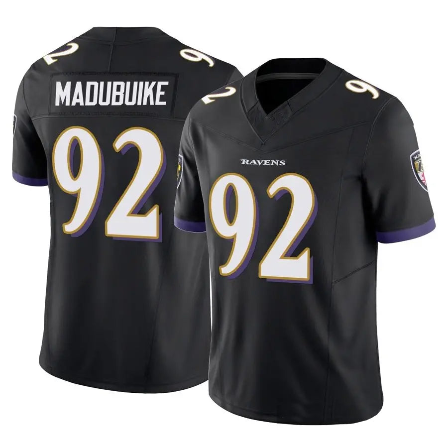 B.Ravens #92 Justin Madubuike Player Black Vapor F.U.S.E. Limited Football Jerseys