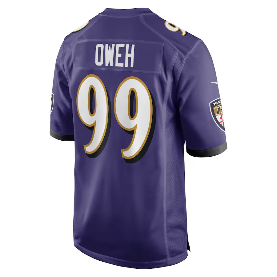 B.Ravens #99 Odafe Oweh Player Purple Home Game Football Jerseys