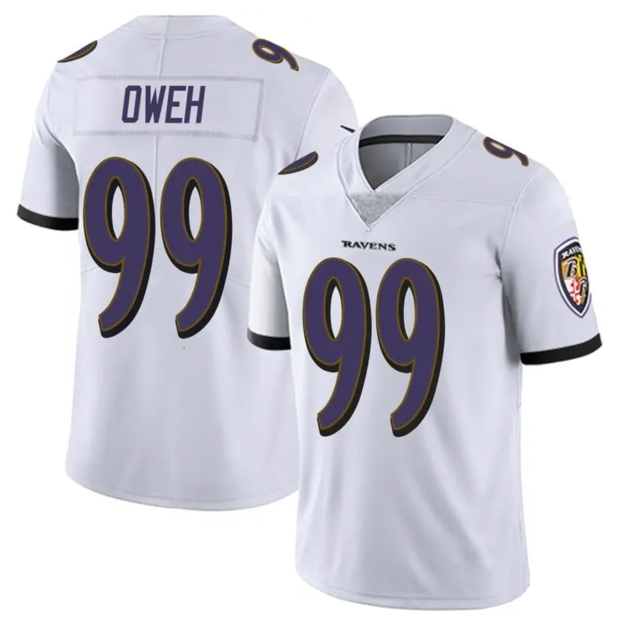 B.Ravens #99 Odafe Oweh Player Vapor F.U.S.E. Limited White Football Jerseys