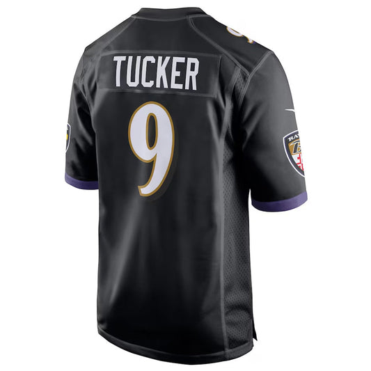 B.Ravens #9 Justin Tucker Player Black Home Game Football Jerseys