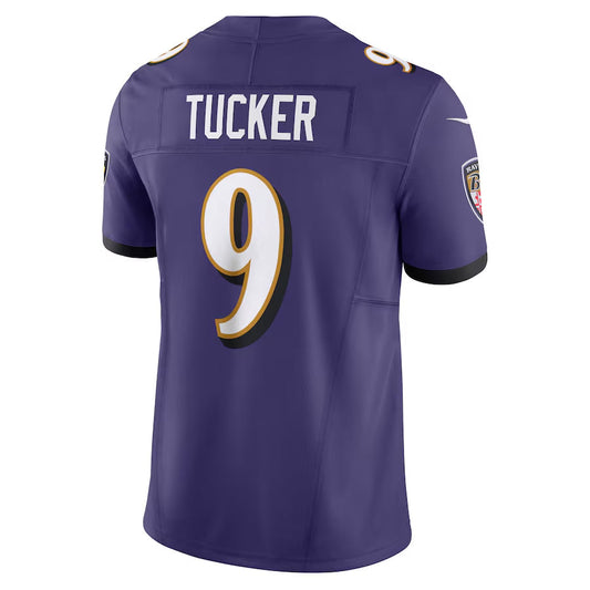 B.Ravens #9 Justin Tucker Player Purple Vapor F.U.S.E. Limited Football Jerseys