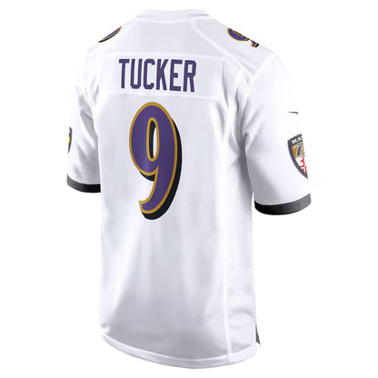 B.Ravens #9 Justin Tucker Player White Home Game Football Jerseys