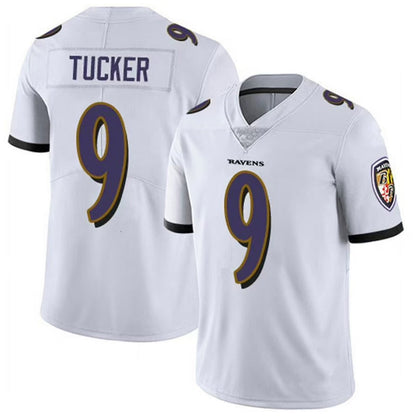 B.Ravens #9 Justin Tucker Player White Vapor F.U.S.E. Limited Football Jerseys