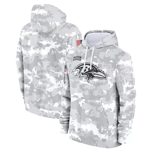B.Ravens Player Military Hoodie Arctic Camo Salute To Service Football Jerseys