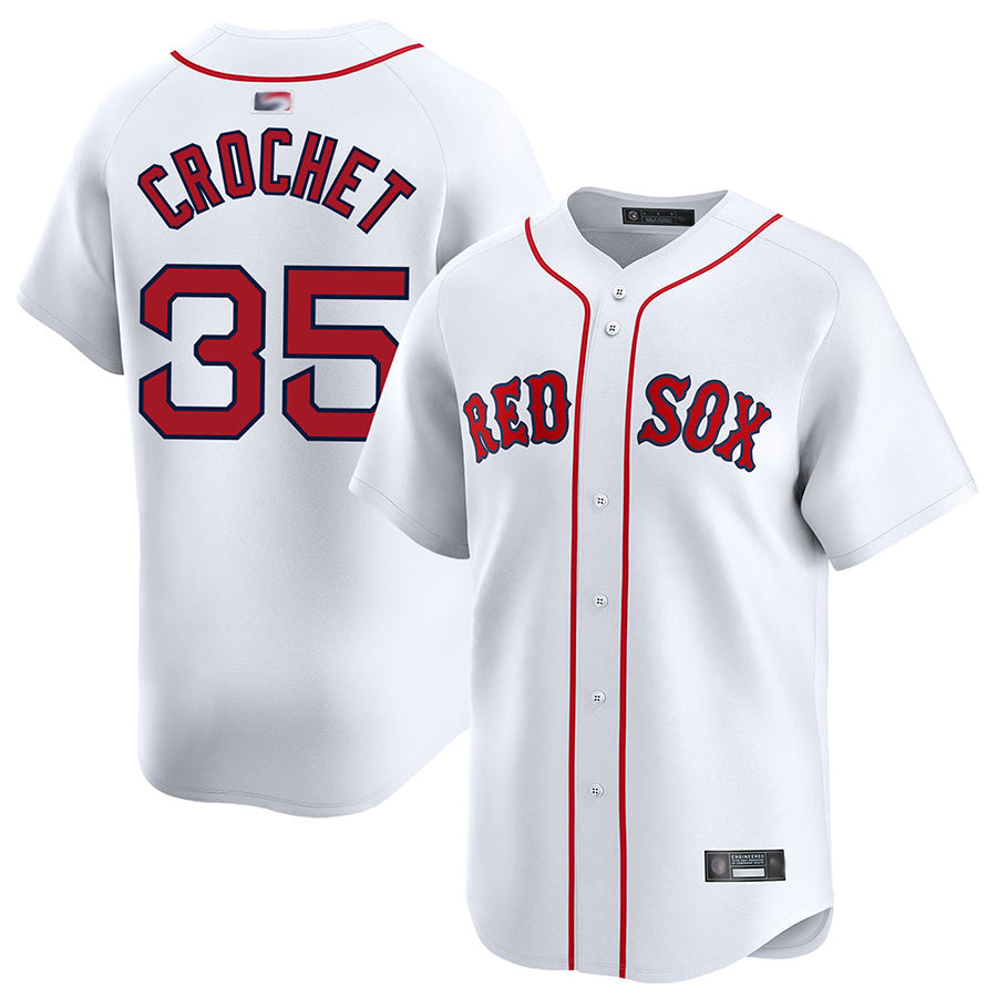 B.Red Sox #35 Garrett Crochet Player White Home Limited Baseball Jerseys