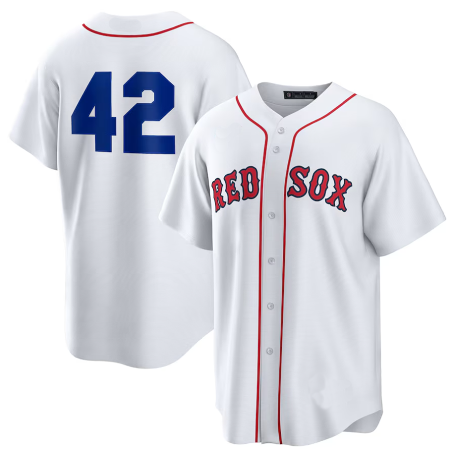B.Red Sox #42 Player White Home 2025 Jackie Robinson Day Replica Baseball Jerseys
