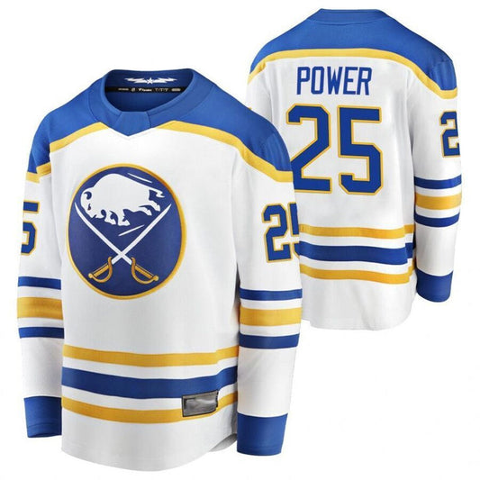 B.Sabres #25 Owen Power Player Fanatics Home Premium White Hockey Jerseys