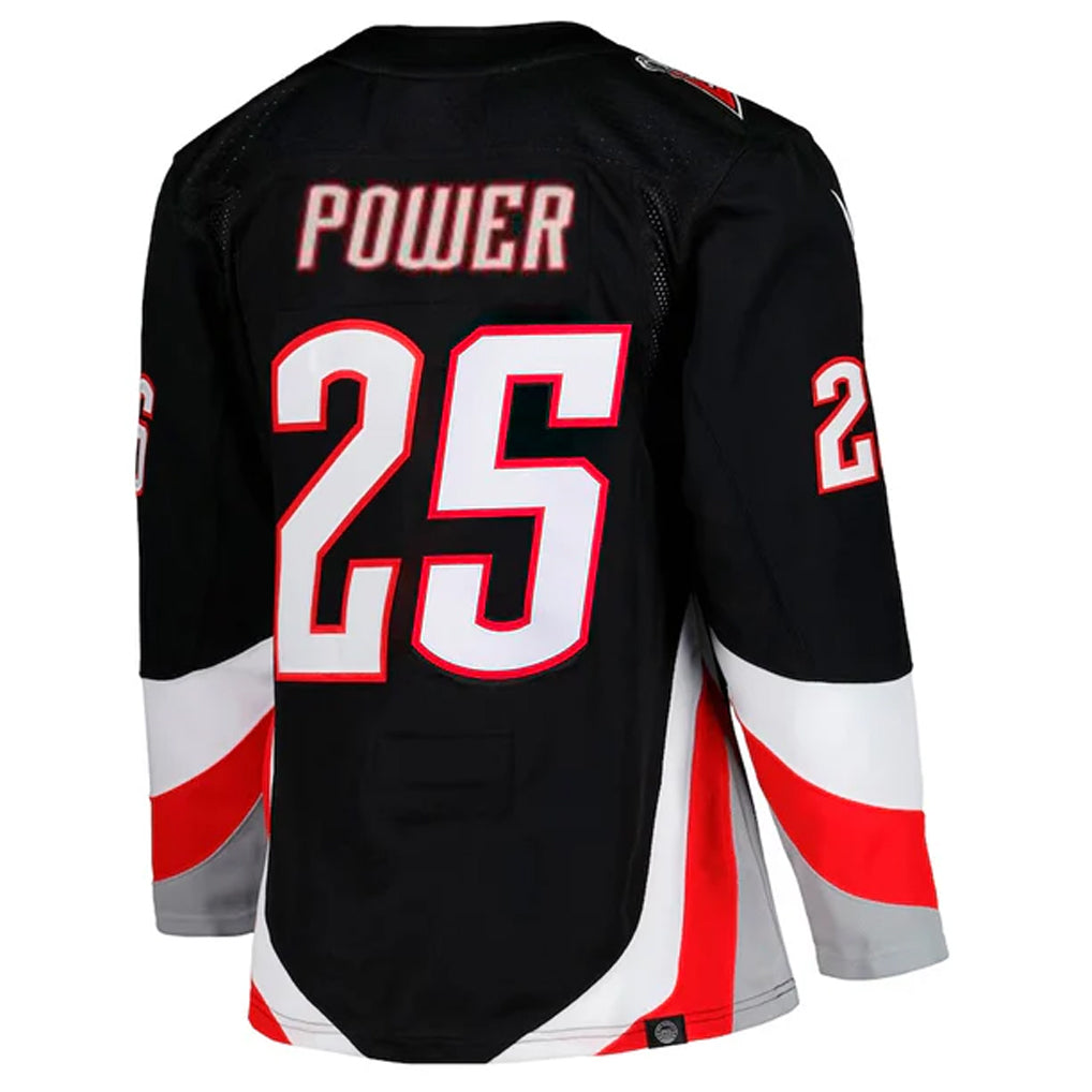 B.Sabres #25 Owen Power Player Fanatics Premium Alternate Home Black Hockey Jerseys