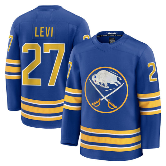 B.Sabres #27 Devon Levi Player  Fanatics Premium Royal Home Hockey Jerseys