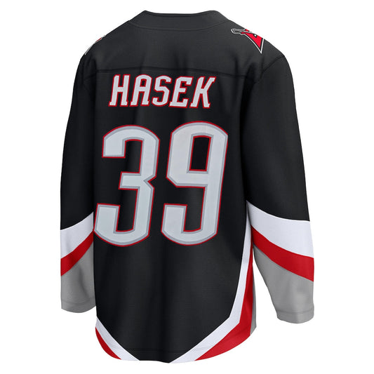 B.Sabres #39 Dominik Hasek Player Fanatics Alternate Breakaway Black Hockey Jerseys