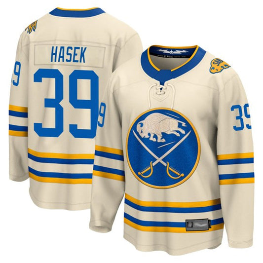 B.Sabres #39 Dominik Hasek Player Fanatics Heritage Classic Cream Breakaway Hockey Jerseys