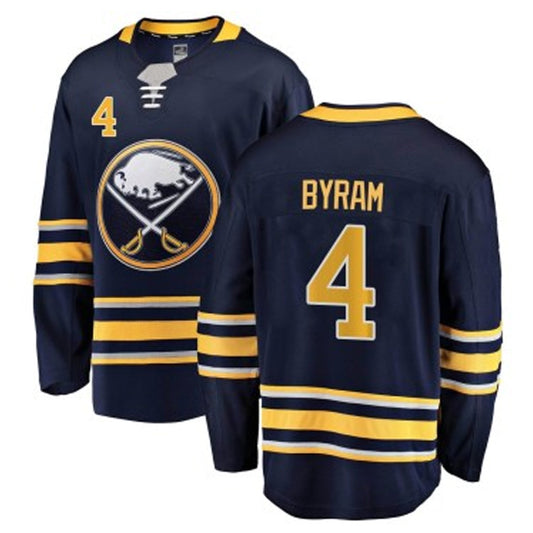 B.Sabres #4 Bowen Byram Player Fanatics Home Breakaway Navy Hockey Jerseys