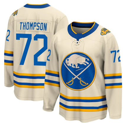 B.Sabres #72 Tage Thompson Player Fanatics Heritage Classic Cream Breakaway Hockey Jerseys