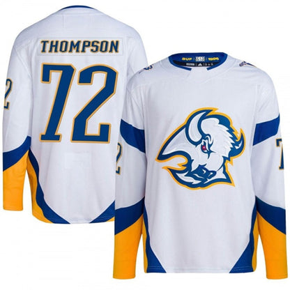 B.Sabres #72 Tage Thompson Player Fanatics Reverse Retro White Hockey Jerseys