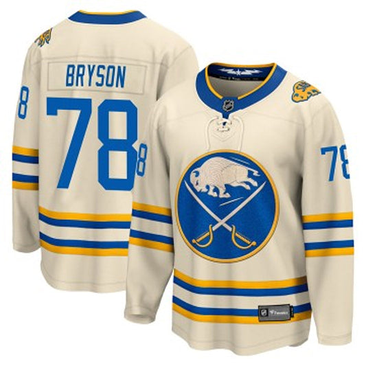 B.Sabres #78 Jacob Bryson Player Fanatics Heritage Classic Cream Breakaway Hockey Jerseys