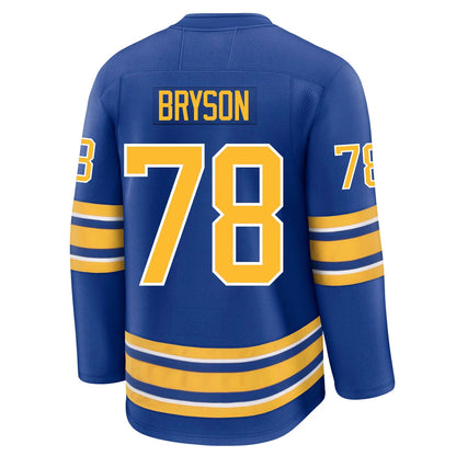 B.Sabres #78 Jacob Bryson Player Fanatics Royal Home Premium Hockey Jerseys