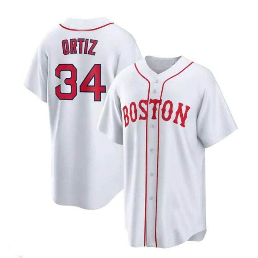 #34 David Ortiz Player B.Red Sox White Alternate Replica Baseball Jerseys