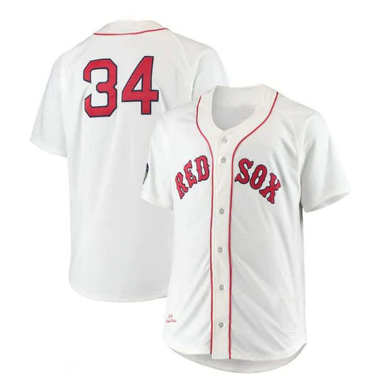 B.Red Sox #34 David Ortiz Mitchell & Ness Big & Tall Home Authentic Player White Baseball Jerseys