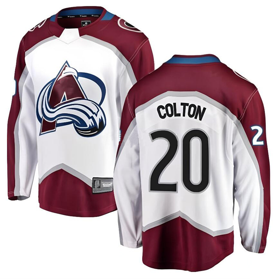 C.Avalanche #20 Ross Colton Player Fanatics Away Premium White Hockey Jerseys