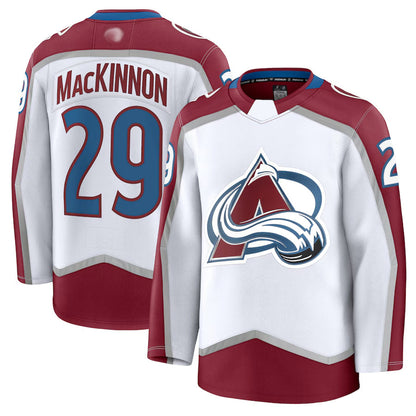 C.Avalanche #29 Nathan MacKinnon Player Fanatics Home Premium White Hockey Jerseys