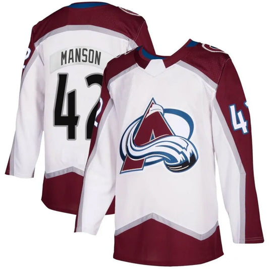 C.Avalanche #42 Josh Manson Player Fanatics Away Premium White Hockey Jerseys