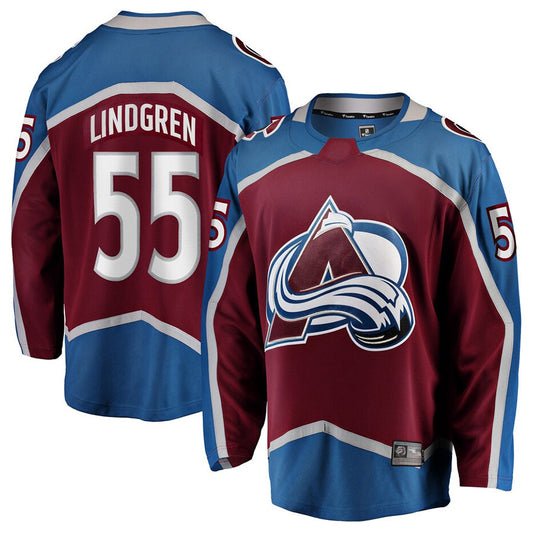 C.Avalanche #55 Ryan Lindgren Player Fanatics Home Breakaway Burgundy Hockey Jerseys