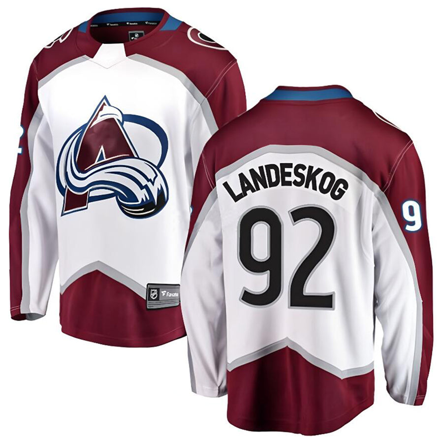 C.Avalanche #92 Gabriel Landeskog Player Fanatics Breakaway Premium White Home Hockey Jerseys