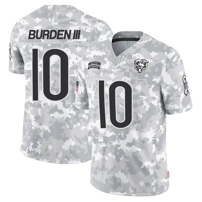 C.Bears #10 Luther Burden III Player Arctic Camo Salute to Service Limited Football Jerseys