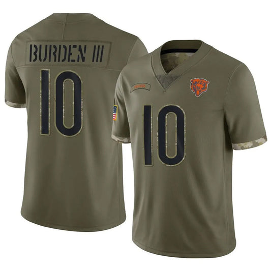 C.Bears #10 Luther Burden III Player Salute To Service Olive Football Jerseys