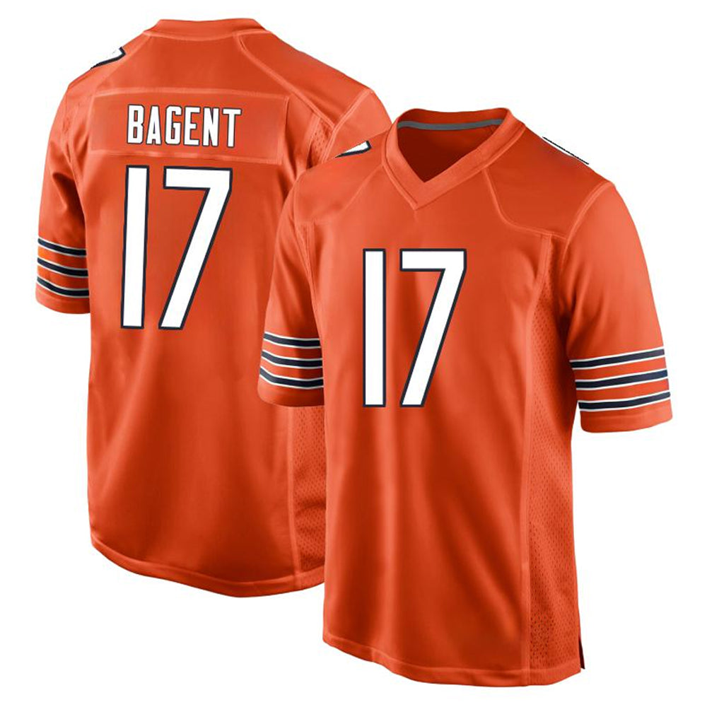 C.Bears #17 Tyson Bagent Player Orange Home Game Football Jerseys