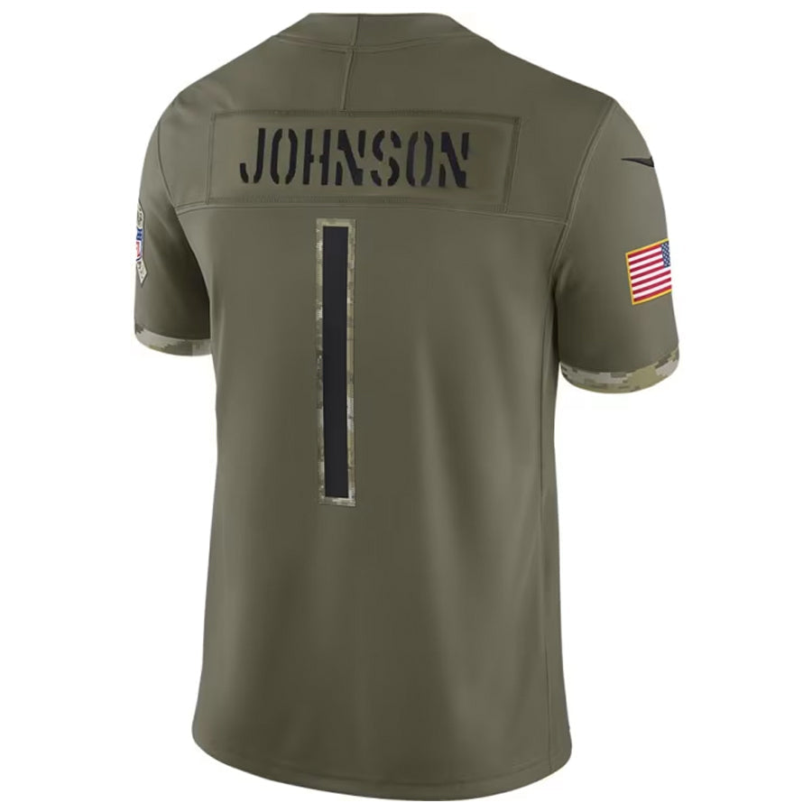 C.Bears #1 Jaylon Johnson Player Salute To Service Olive Football Jerseys