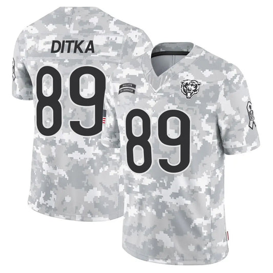 C.Bears #89 Mike Ditka Player White Arctic Camo Salute to Service Limited Football Jerseys