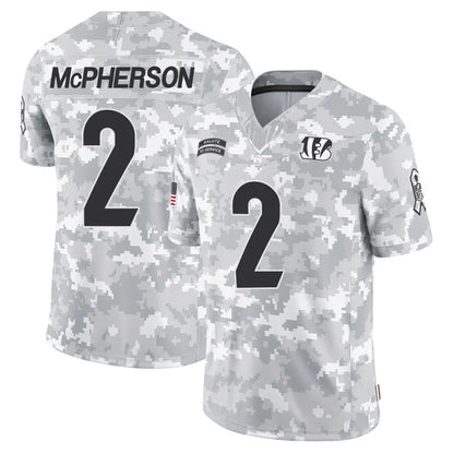 C.Bengals #2 Evan McPherson Player Arctic Camo Salute to Service Limited Football Jerseys