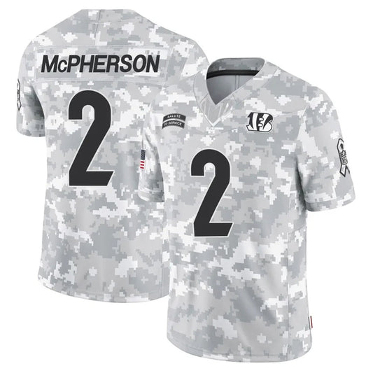 C.Bengals #2 Evan McPherson Player Arctic Camo Salute to Service Limited Football Jerseys