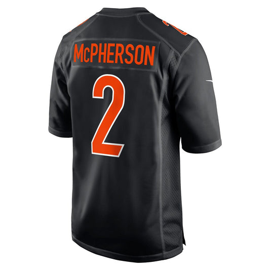 C.Bengals #2 Evan McPherson Player Black Carbon Fashion Football Jerseys