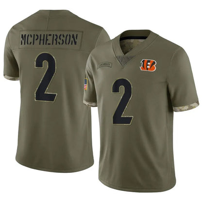 C.Bengals #2 Evan McPherson Player Salute To Service Limited Olive Football Jerseys
