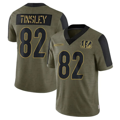 C.Bengals #82 Mitchell Tinsley Player Salute To Service Limited Olive Football Jerseys
