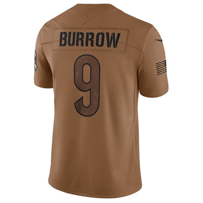 C.Bengals #9 Joe Burrow Player Brown Salute To Service Limited Football Jerseys