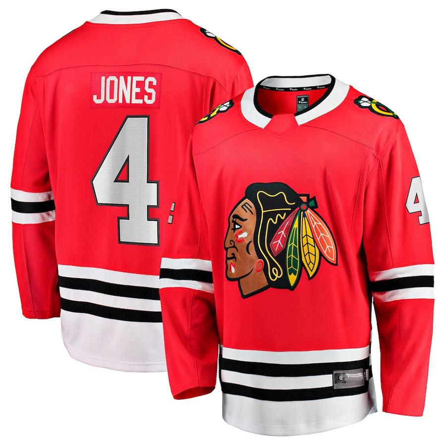 C.Blackhawks #4 Seth Jones Player Fanatics Red Home Breakaway Hockey Jerseys
