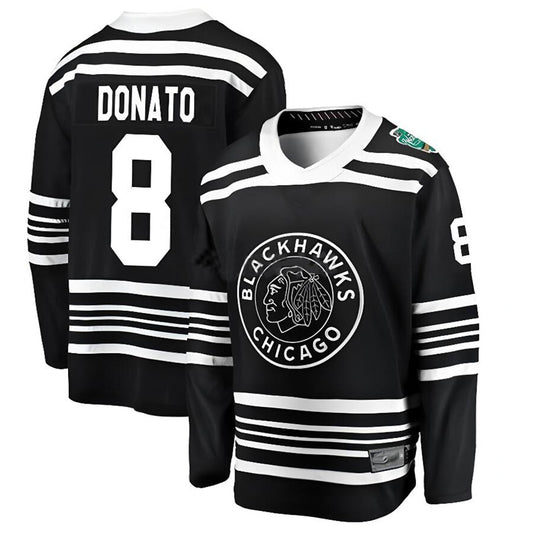 C.Blackhawks #8 Ryan Donato Player Fanatics Classic Replica Black Hockey Jerseys