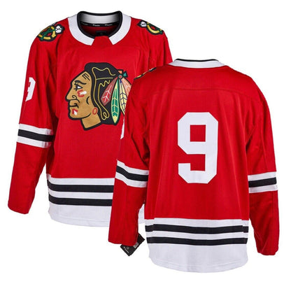 C.Blackhawks #9 Bobby Hull Player Fanatics Red Home Breakaway Hockey Jerseys