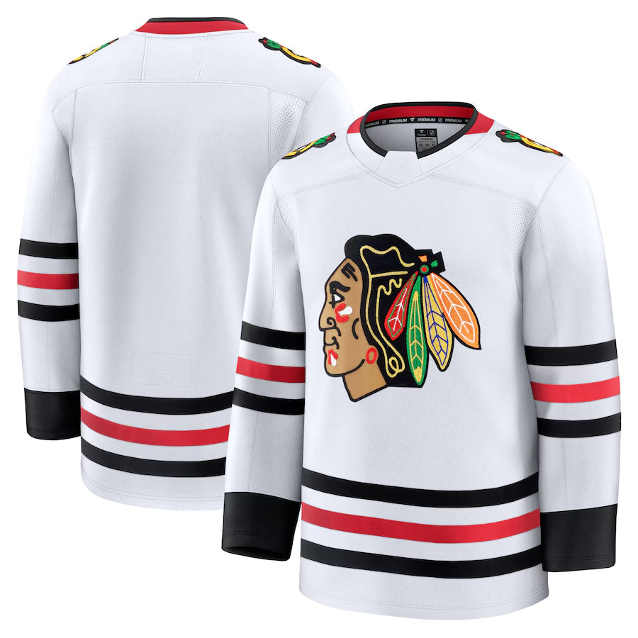 C.Blackhawks Blank Player Fanatics Away Premium White Hockey Jerseys